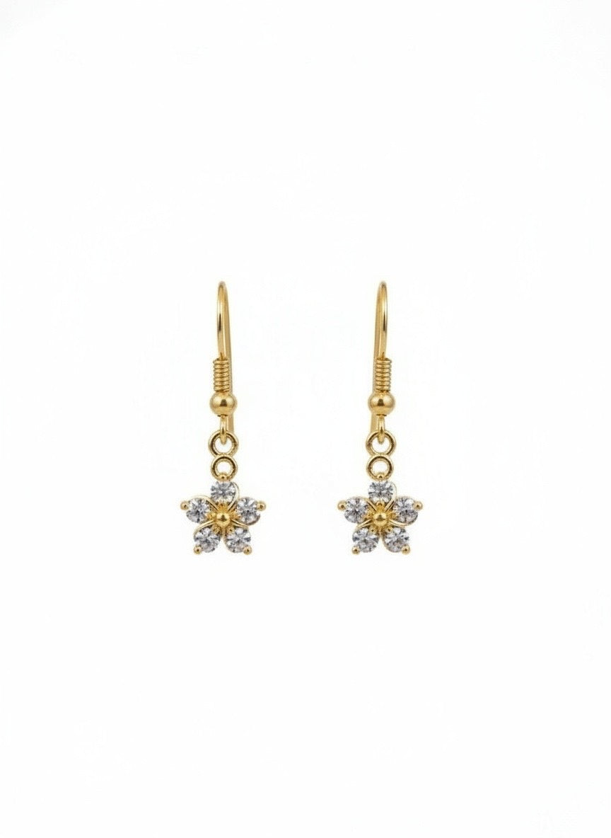 Silver floral dangle earrings