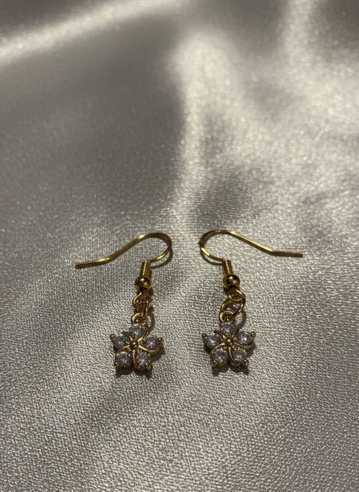 Silver floral dangle earrings